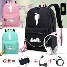 BPZMD Billie Eilish рюкзаки женские/мужские школьные сумки для ноутбука дорожные сумки подростковый рюкзак для ноутбука нейлоновый Mochila Pusheen сумка