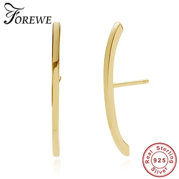 

Forewe 925 Sterling Silver Thin Rounded Suspender Stud Earrings 18K Gold Plated Simple Hook Earrings for Women Girlfriend Gift