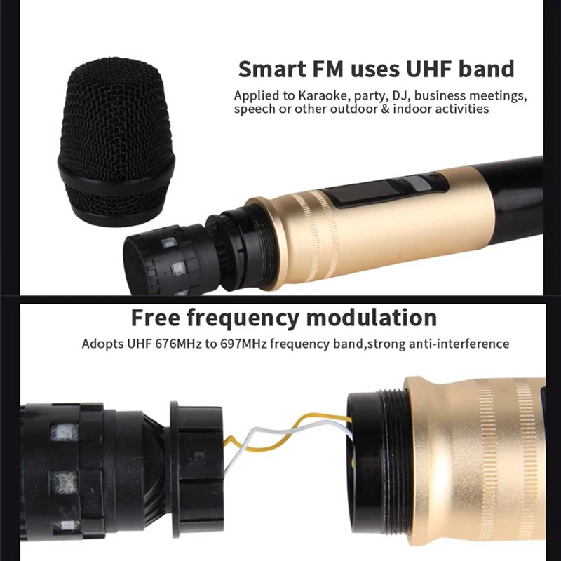 UX2 UHF беспроводной микрофон система ручной светодиодный UHF динамик с портативным usb-приемником для KTV DJ речевой усилитель запись