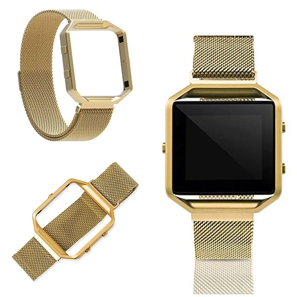 Сетчатый ремешок металлический каркас для Fitbit Blaze часов нержавеющая сталь черный