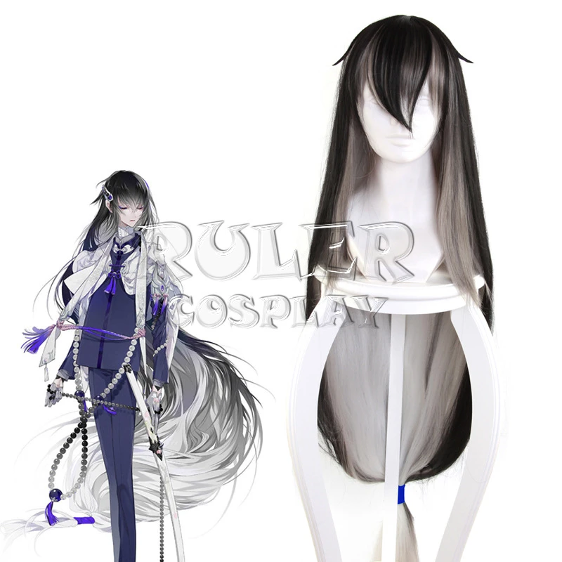 

Anime Touken Ranbu Online Juuzumaru Tsunetsugu Cosplay Wig Black Gray White Gradient 130cm Straight Synthetic Hair Costume Wigs