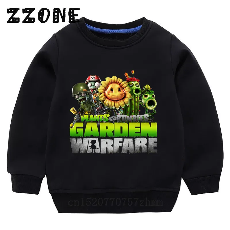 Детские толстовки с капюшоном детские толстовки с принтом «Растения против Зомби» хлопковый пуловер для малышей топы для девочек и мальчиков, осенняя одежда KYT5241