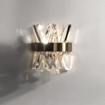 

Modern Bedroom Bedside Light Lamp Decor Crystal Wall Lamp Simple Living Room Home LED Wall Sconce Gold Light Fixture Luminaria