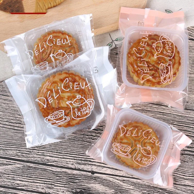 100pcs MoonCake Bag Package Mooncake Packaging Box Beautiful Paper Wedding Cake Boxes Plastic Pack Candy Cookie Soap | Дом и сад