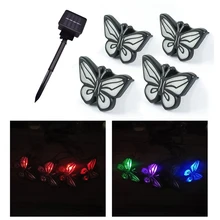 Открытый газон пейзаж Водонепроницаемый светодиодный дом легко установить солнечные бабочки садовые лампы забор декоративные красочные патио