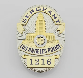 

Classic U.S.SERGEANT LOS ANGELES POLICE No. 1216 , Replica Movie Prop pin Badge