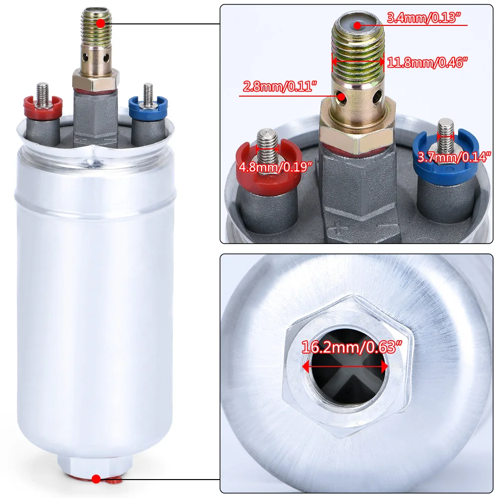 VR-TOP QUALITY External Fuel Pump 044 OEM:0580 254 044 Poulor 300lph come with PQY pack VR-FPB044 fuel pump