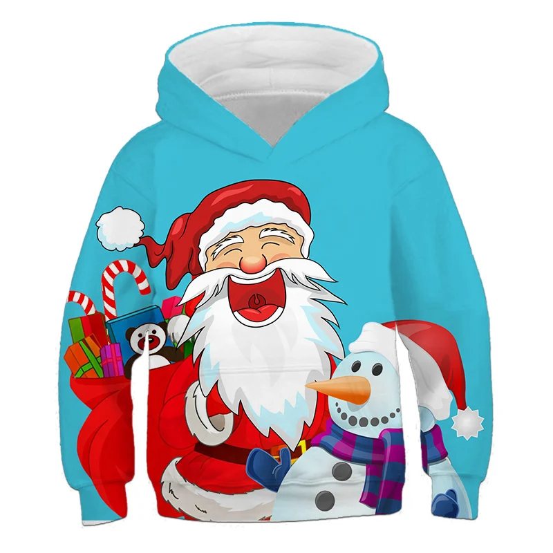 Sweater Santa Claus Christmas Children's Hoodie Boys Long-Sleeved Girls 3D Printed Autumn Winter Coat Fashion Festival Clothing