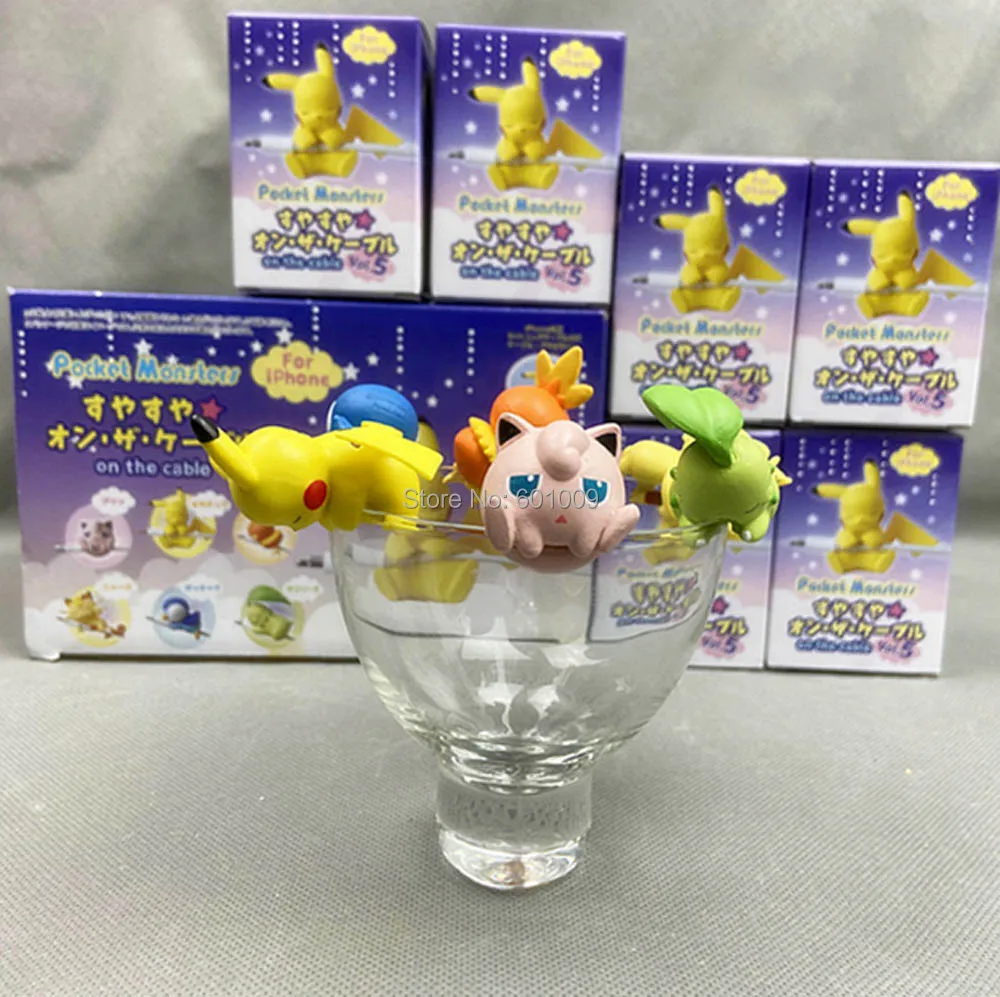 Экшн фигурки Pika Piplup Torchic Meowth Chikorita Clefairy 5 см ПВХ протектор кабеля в виде животных 60