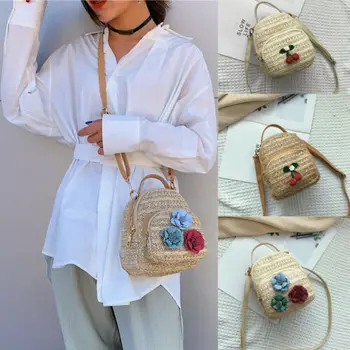 

Women's Straw Rucksack Shoulder Bag Beach Tote Handbags Satchel Fashion