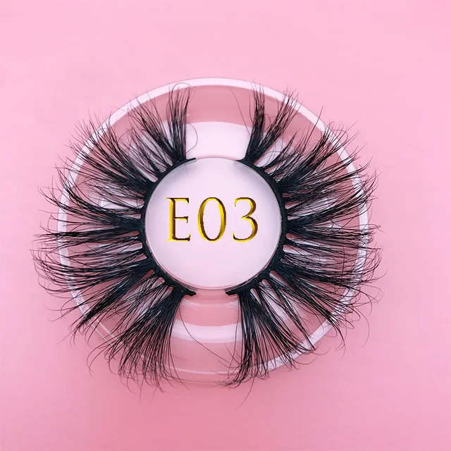 25mm E06 MIKIWI 100% handmade natural  thick  Eye lashes wispy makeup extention tools 3D mink hair volume soft false  eyelashes E03 round case