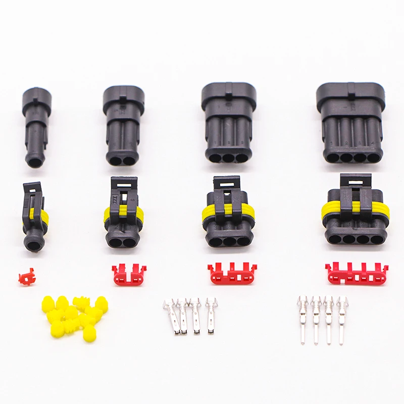 Power Plug Connector 662/708/1004pcs HID Waterproof Connectors 1/2/3/4 Pin 26 Sets Car Electrical Wire Plug Truck Harness 300V 12A