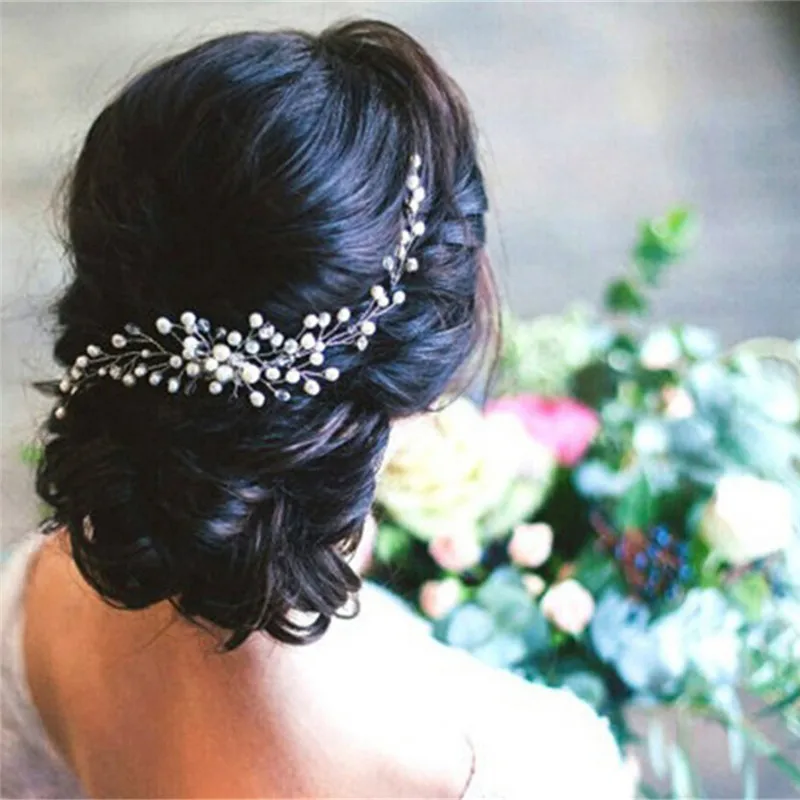 Trendy Crystal Pearl Hair Combs Wedding Bridal Hair Jewelry Ornament Head Piece Decoration Rhinestone Bride Comb