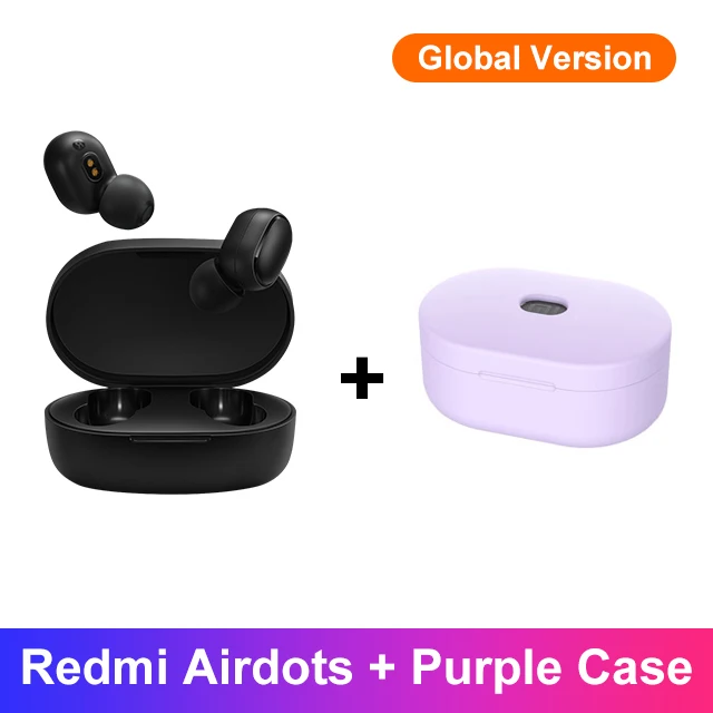 Add Purple Case Оригинальные беспроводные наушники Xiaomi Redmi AirDots с Bluetooth 5,0, мини стерео гарнитура с басами, микрофон с управлением AI, наушники с громкой связью - Цвет: Add Purple Case