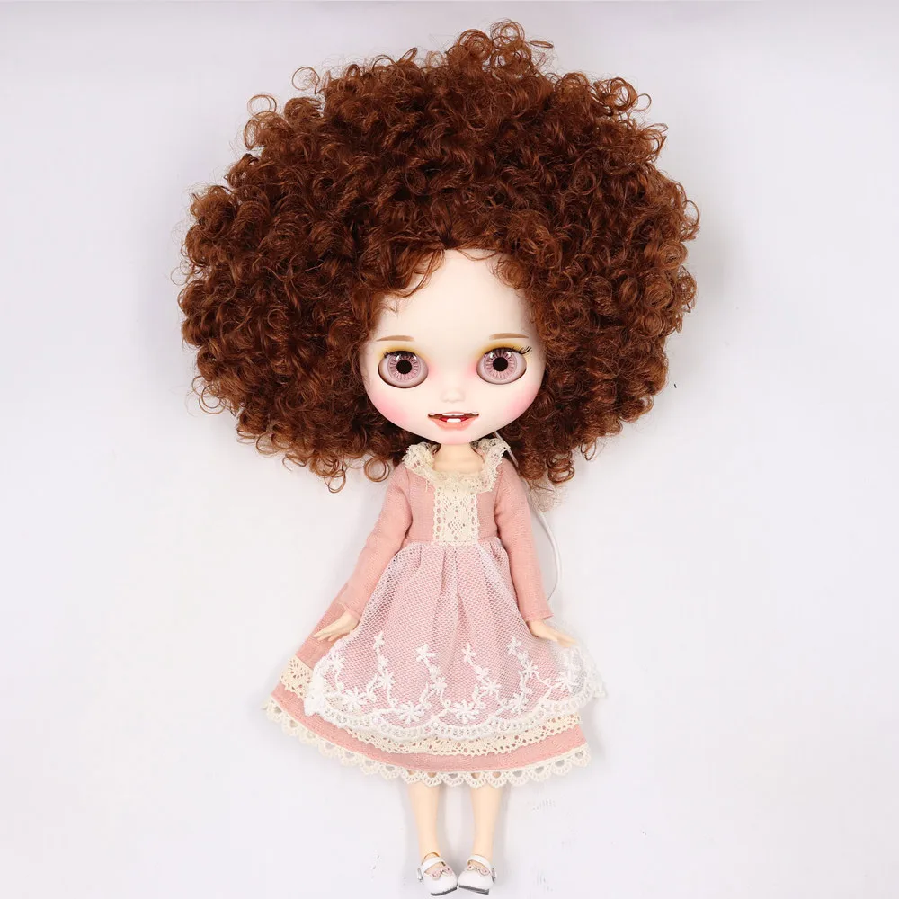Ледяной обнаженный Blyth кукла No. BLQE965 коричневый афро волосы резные губы открытый рот матовая индивидуальные лица сустава тела 1/6 bjd - Цвет: a set like pic
