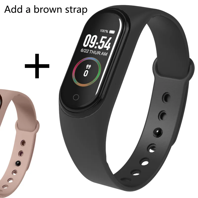Умный браслет для мужчин кровяное давление Водонепроницаемый Фитнес-Браслет Шагомер монитор сердечного ритма фитнес-трекер часы для Android IOS - Цвет: M4C a brown strap
