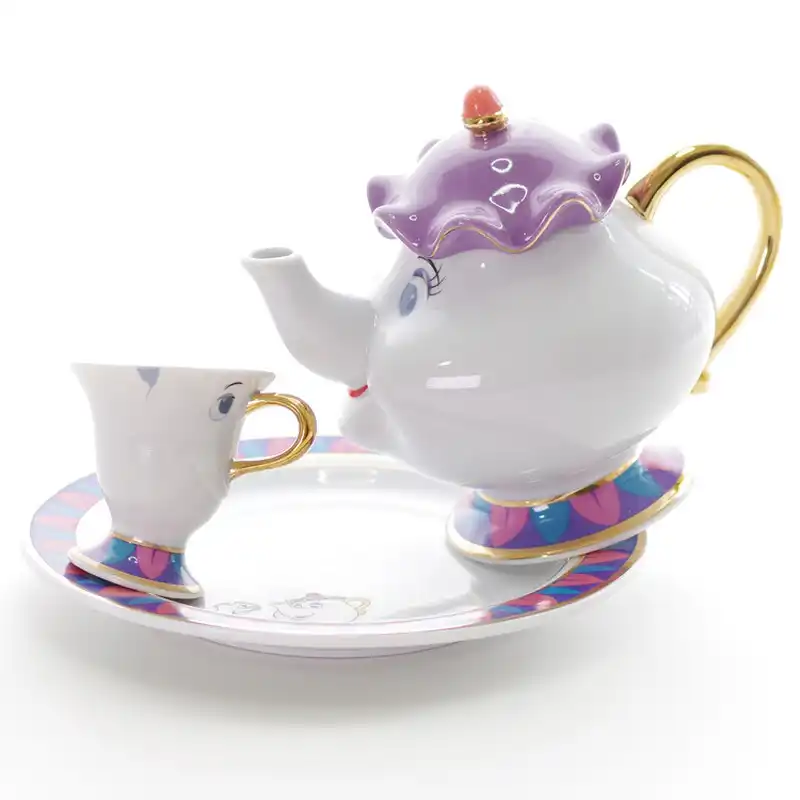 ディズニー美女と野獣茶セット誕生日ギフトミルクピッチャーセラミック骨中国茶カップセットコーヒーカップセット磁器ティーポット Coffeeware Sets Aliexpress
