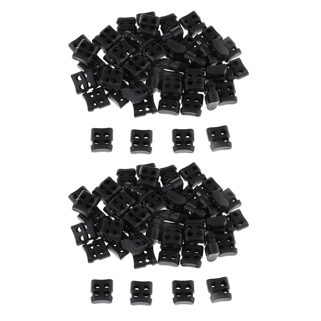 100 pieces Toggle Spring Stop Double Hole String Cord Lock Commonly Used as an Emergency Tool for Camping, Backpacks