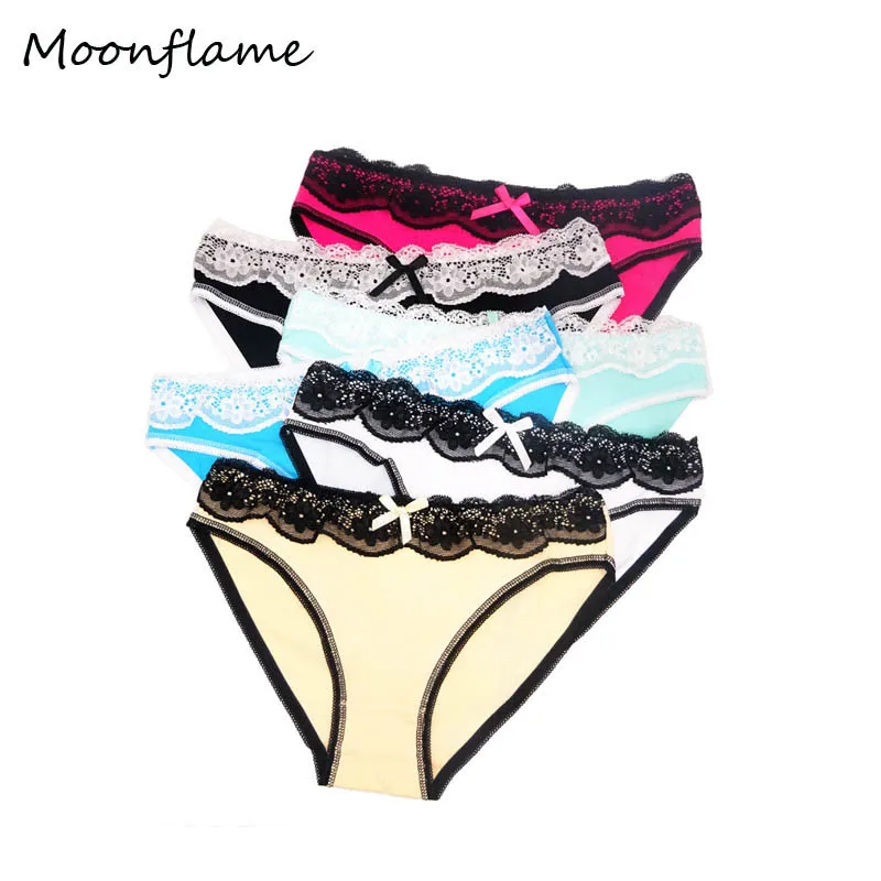 Moonflame 5 шт./лот нижнее белье женские хлопковые сексуальные кружевные трусики