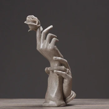 

Creative Hand in Rose Sculpture Resin Hand Figurines Decoration Exquisite Crafts for Home Decor 1PC