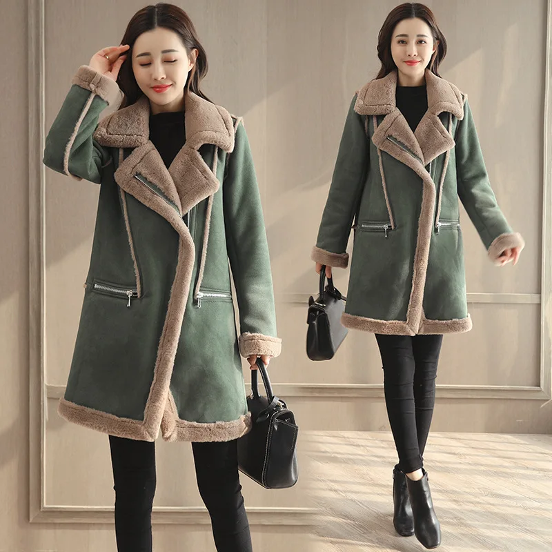 

Cotton-padded Clothes Women's Mid-length Korean-style 2019 New Style Winter Harajuku Coat Suede Lambs Wool Thick Cotton-padded J