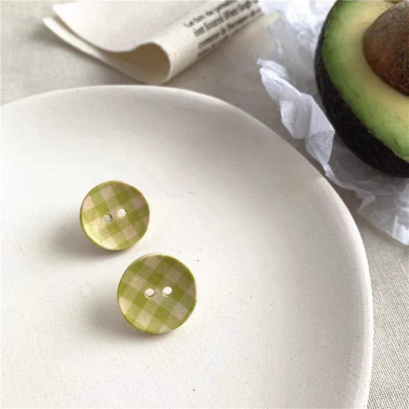 AOMU Япония корейский Ретро авокадо акриловая смола Геометрический Цветочный зеленый серьги-гвоздики зажим для винта для женщин подарок ювелирные изделия Brincos - Окраска металла: 21