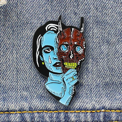 

Two Faced Statue Artist Enamel Pins Blue Face Man Tears With Monster Mask Brooches Personalized Gifts Pins And Brooch Jewelry