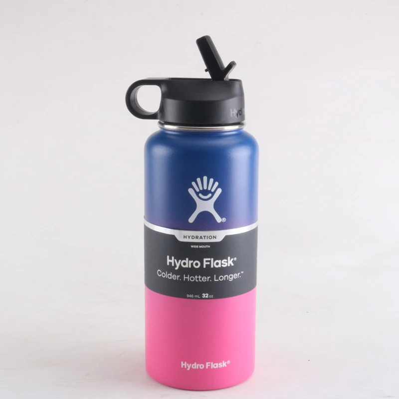 2 Заморозка)/32/40 oz Нержавеющая сталь бутылка для воды гидро термос бутылка для воды с вакуумной изоляцией из нержавеющей стали с широким горлышком путешествия Портативный Термальность бутылка - Цвет: 2