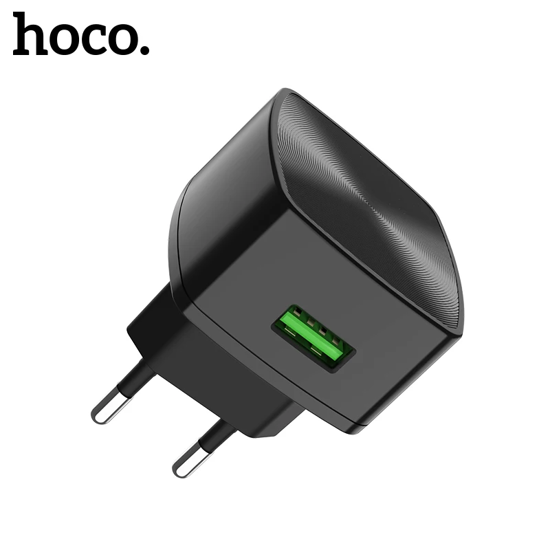 Hoco QC3.0 2.0 EU Phone Charger For Samsung S20 S21 Plus 18W Fast Charging Adapter For Xiaomi Poco X3 F3 USB Travel Wall Charger