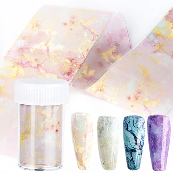 

1 Box 100x4cm Marble Series Nail Foils Pink Blue Transfer Sliders Paper Adhesive Decals Nail Art Decorations Accessories GL1575