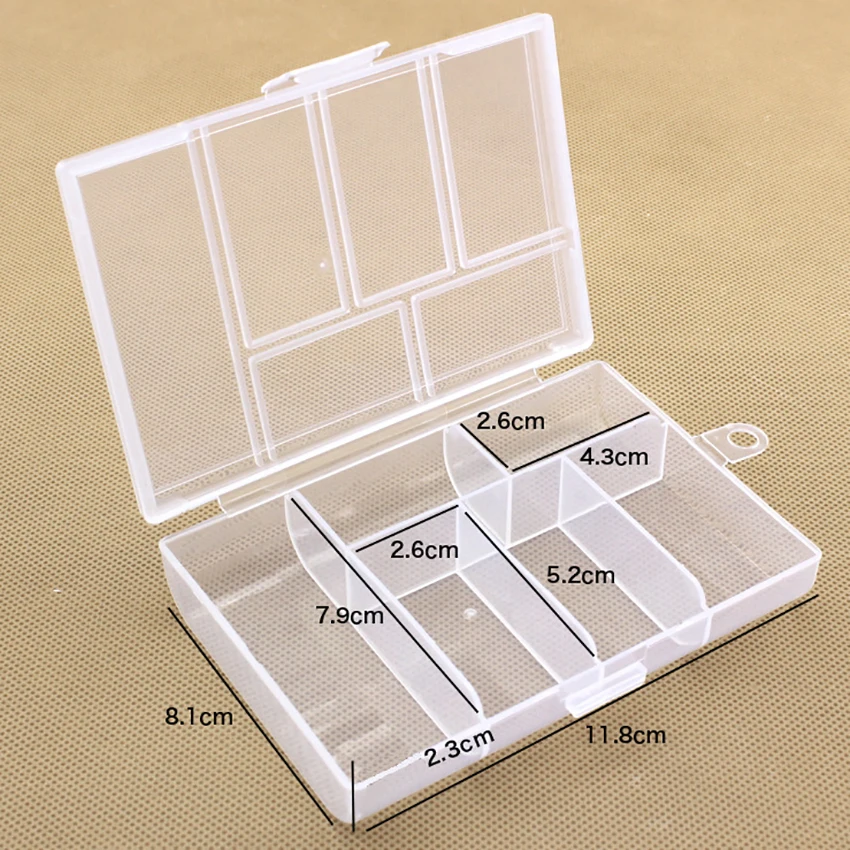 

6 Grid Transparent Plastix Box Jewelry/Tools Storage Boxes Component Parts Small Hardware Container Toolbox