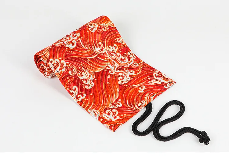 Japanese and wind-printcanvas brush 12 24 36 48 72-well large-capacity volume pen bag sketch color pencil case
