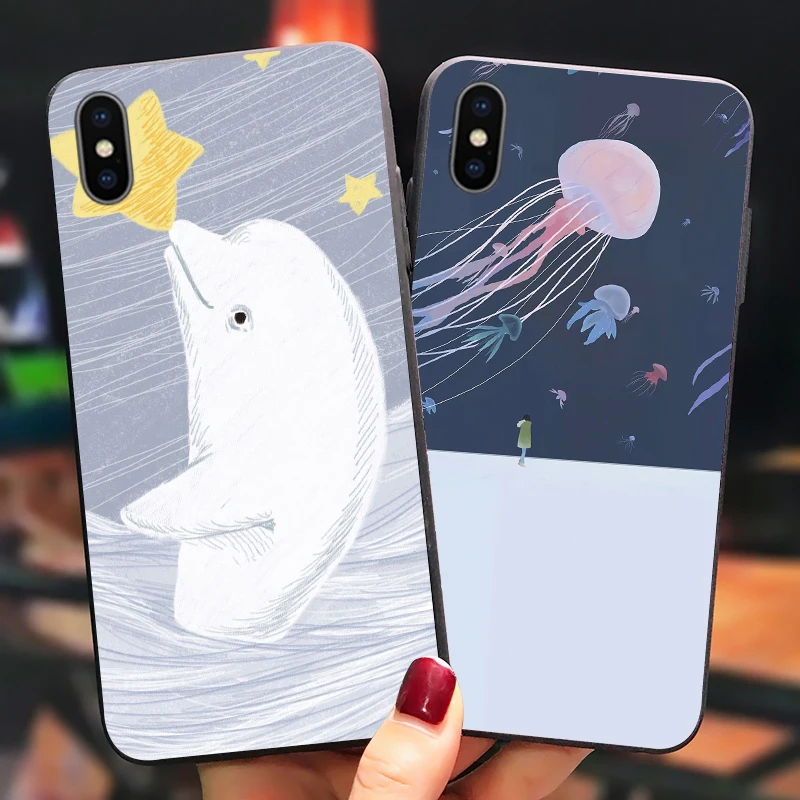 Дельфин Медузы чехол Coque для huawei P30 Pro P20 P10 коврики 30 20 10 Y9 Y7 телефона Honor 9 8 Lite Nova 5i 5t 4