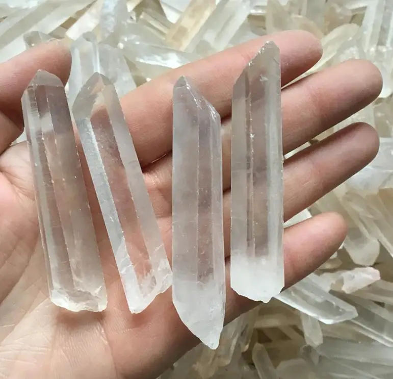 

4pc Pure natural white crystal original stone single crystal hexagonal body original stone wholesale