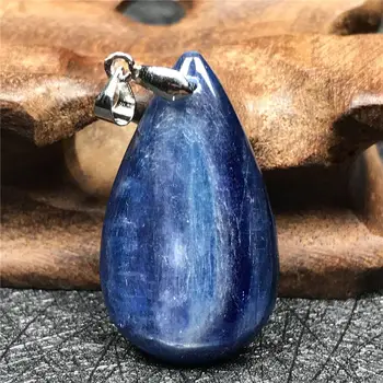 

Genuine Natural Blue Kyanite Pendant For Woman Lady Man Crystal 33x19x5mm Beads Water Drop Gemstone Silver Beauty Jewelry AAAAA