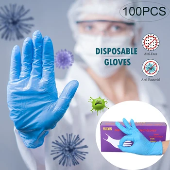 

100pcs Disposable Nitrile Gloves Powder Free Latex Single Use