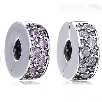 

Authentic 925 Sterling Silver Bead Charm Shining Elegance Clip Lock Stopper Bead Fit Bracelet Bangle Diy Jewelry