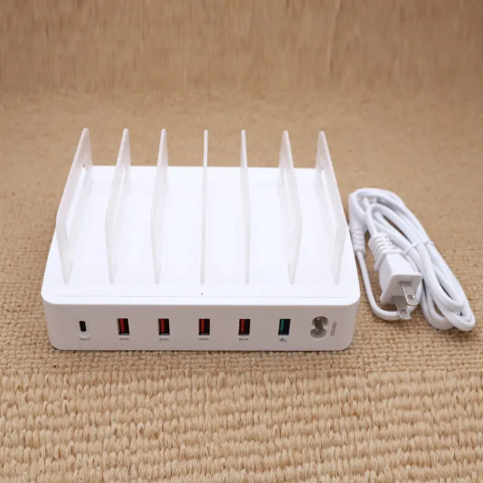 6 портов+ QC3.0+ type-C станция для зарядки с USB док-станцией с держателем для смартфона планшетного ПК AS99