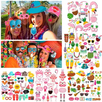 

Hawaii Photo Booth Props Luau Flamingo Props Summer Beach Party Birthday Hawaiian Wedding Photobooth Props Party Decor Tropical