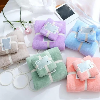 

Super Soft Absorbent Towels And Bath Towels Two-Piece Microfiber Coral Velvet Large Household Bath Towels Bathroom Supplies