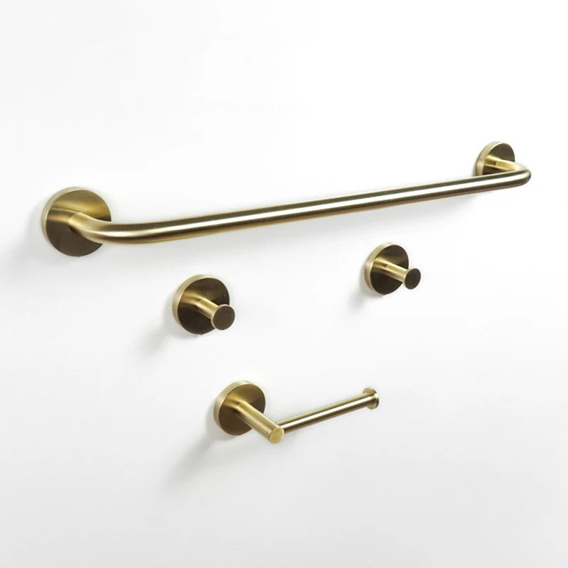 

Bathroom Hardware Set Towel Bar Rack Toilet Roll Paper Holder Robe Towel Hook Stainless Steel Brushed Gold Bathroom Accessories