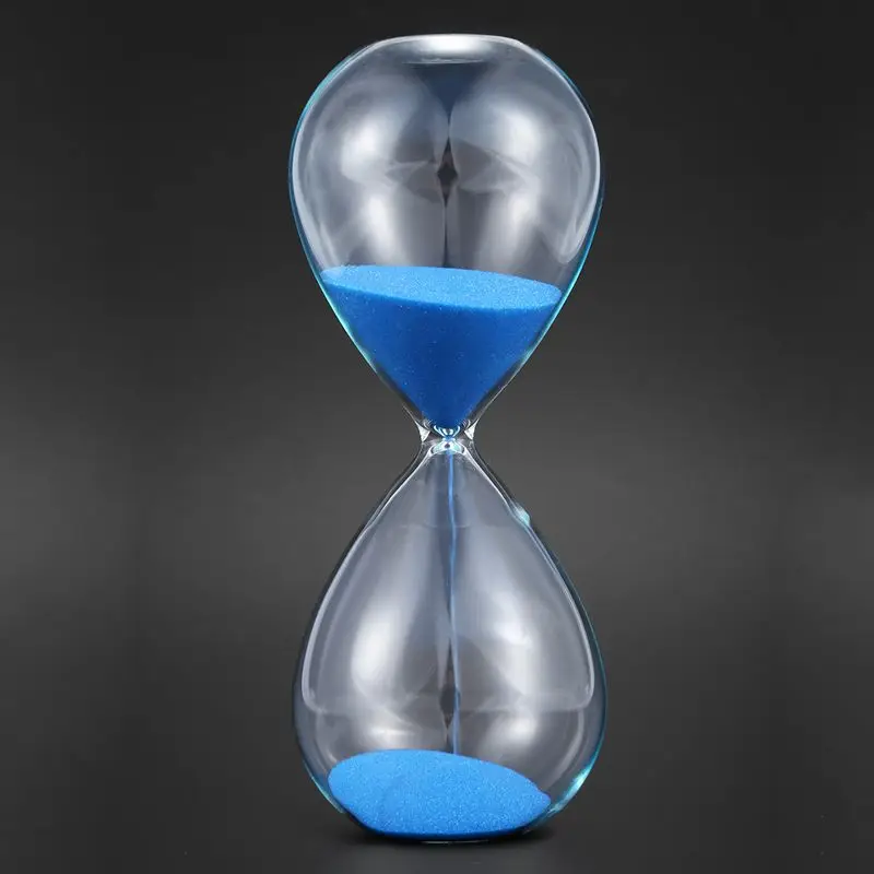 Большие модные синие песочные часы песочный стеклянный час стеклянный таймер прозрачное гладкое стекло измеряет декор для домашнего стола подарок на Рождество на день рождения