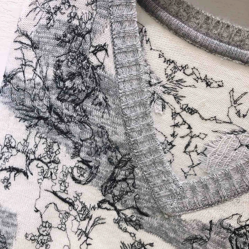 Повседневный женский длинный свитер пуловеры осень зима v-образный вырез длинный рукав принт свитер женский топ