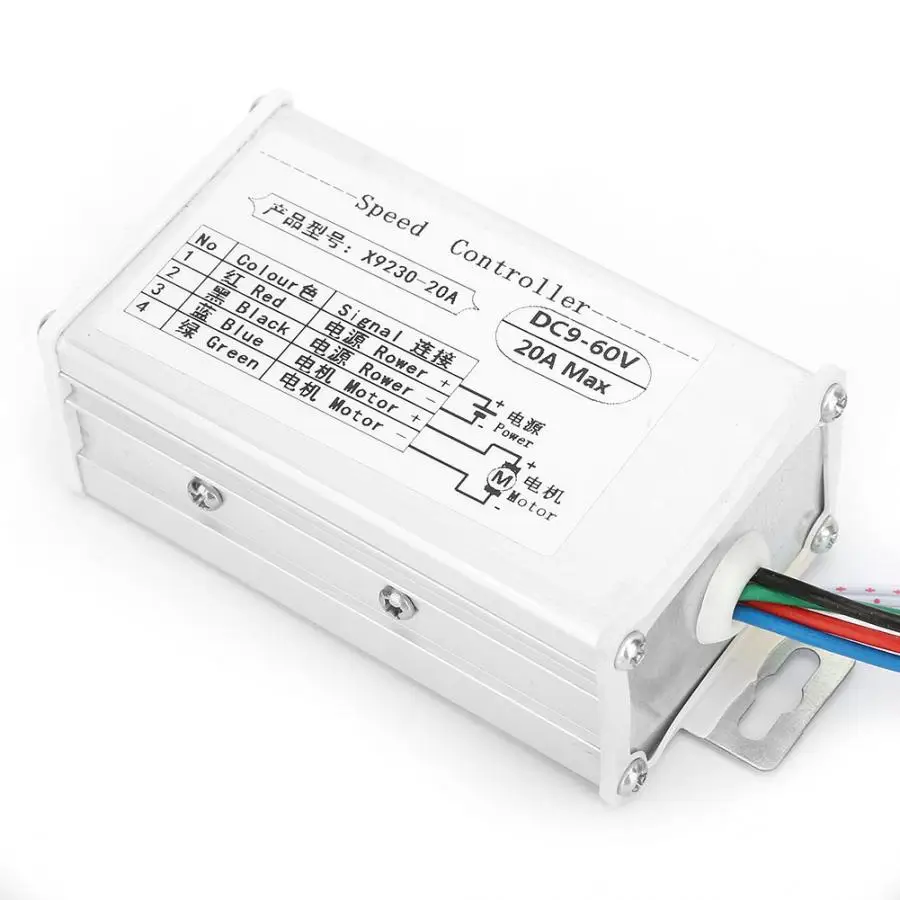 DC 20A цифровой контроллер щетки двигателя 9~ 60V регулятор оборотов регулятор