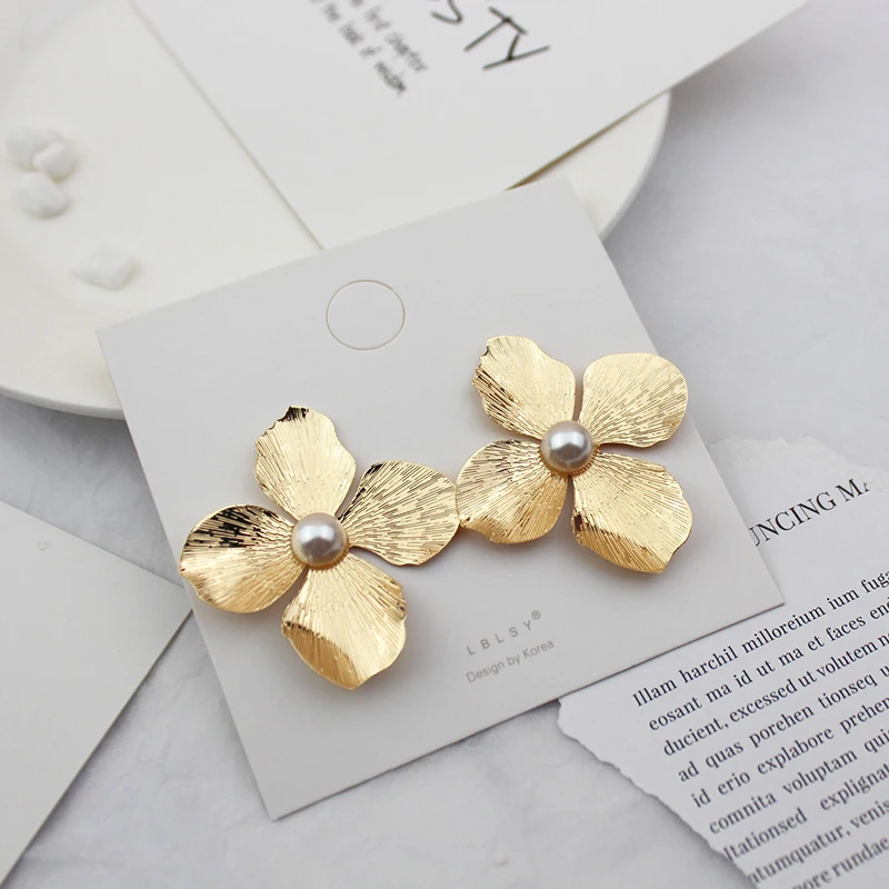 Модный корейский Декоративный металл цветок серьги гвоздики для женщин Бохо геометрические золотые серебряные цвета летние серьги-кольца, модные ювелирные украшения