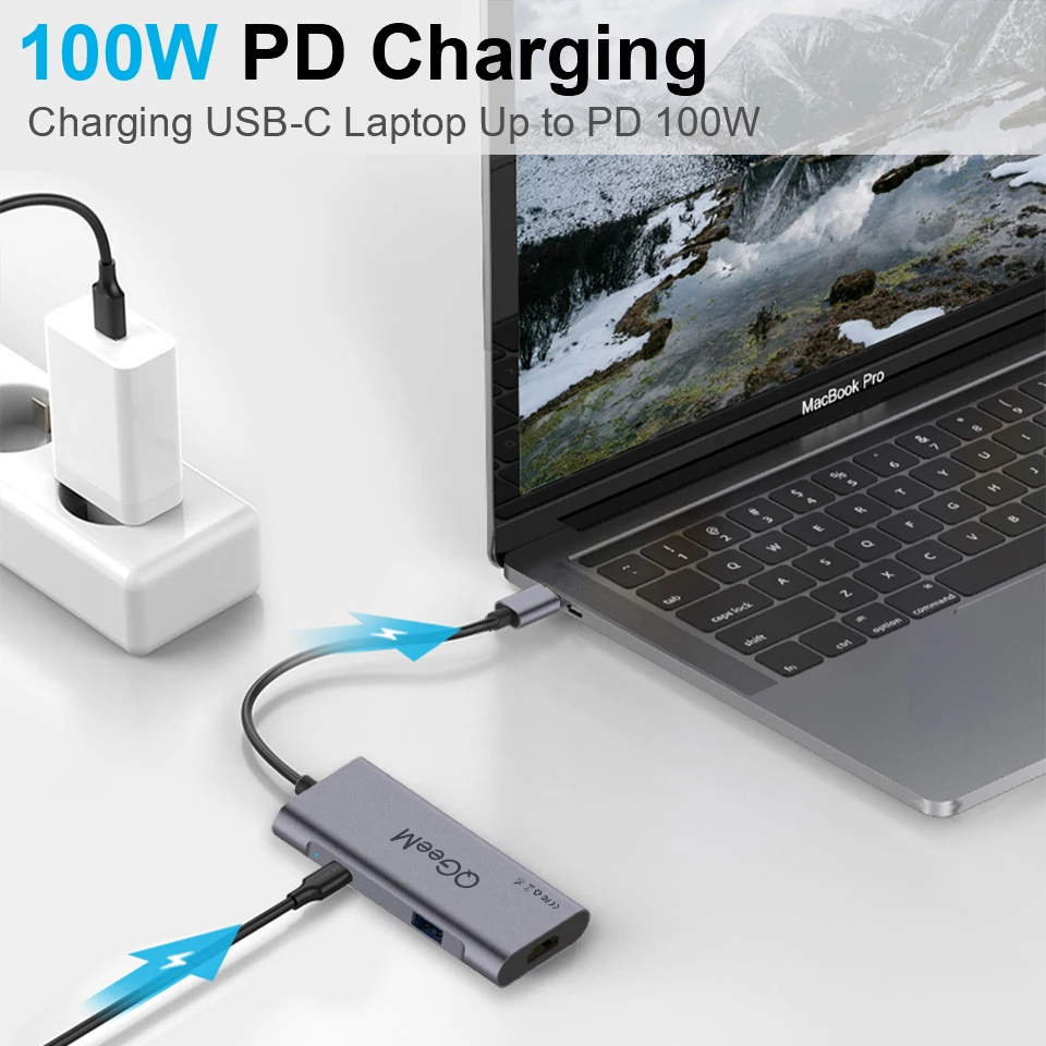 QGeeM USB C концентратор для Macbook Pro 3 порта концентратор USB Type C 3,0 с HDMI для huawei Matebook iPad Pro USB разветвитель док-станция OTG адаптер