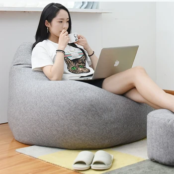 

Lazy Lounger Sofa Chair Cover Linen Seat Bean Bag Removable Protector Size S/M/L