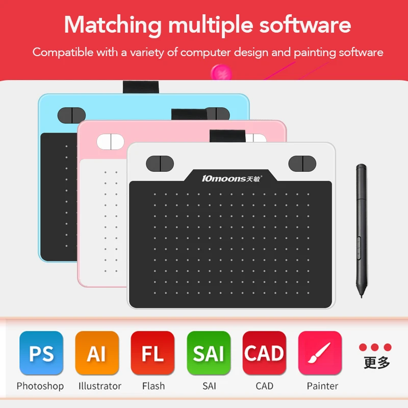 10moons T503 Graphics Tablet With Stylus for Android Writing Tablet Drawing Tablet Support Laptop/Android Phone Graphic Tablet