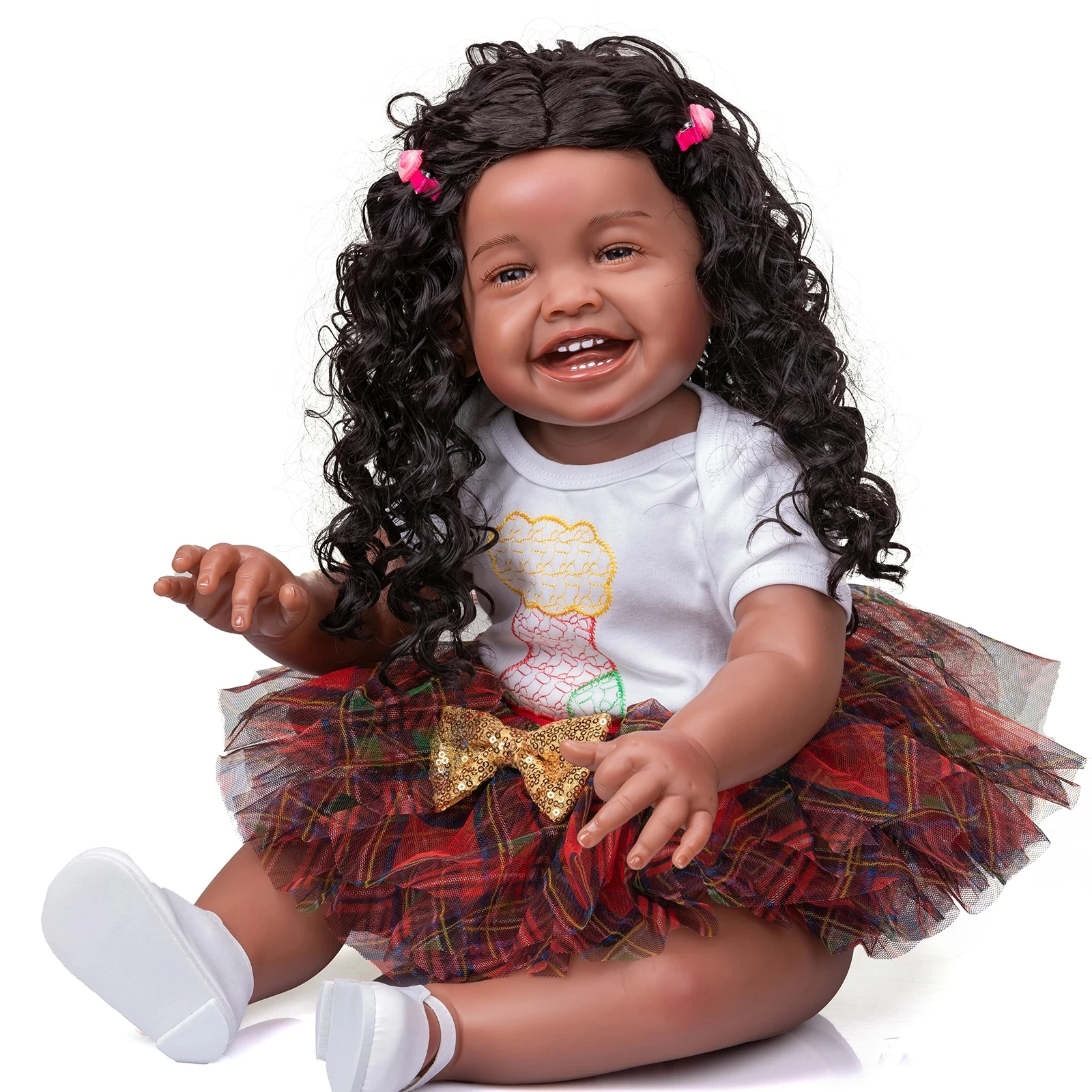 

Bebe 68CM Reborn Toddler Princess Girl Huge Baby Doll Handemade Popular Mila Our Happy Baby Doll High Quality Gift in Black Skin