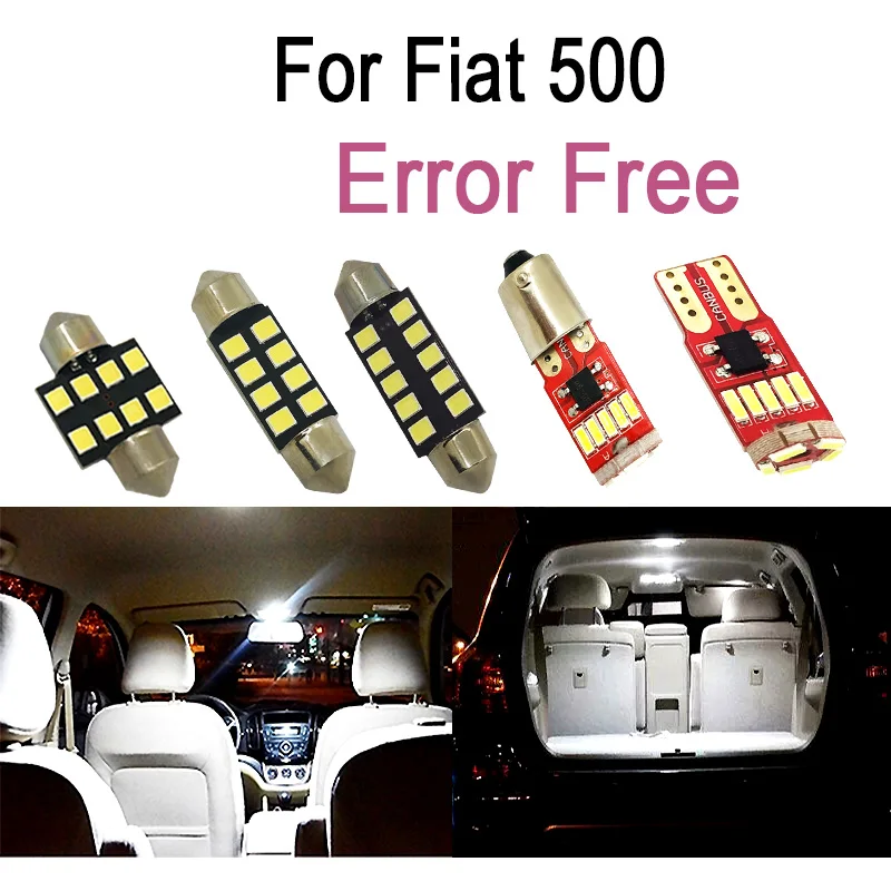 

7pc x Super quality canbus Error Free For 2007-2017 Fiat 500 Car LED lamp Interior Reading Dome Trunk Ceiling Light Kit